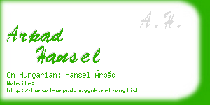 arpad hansel business card